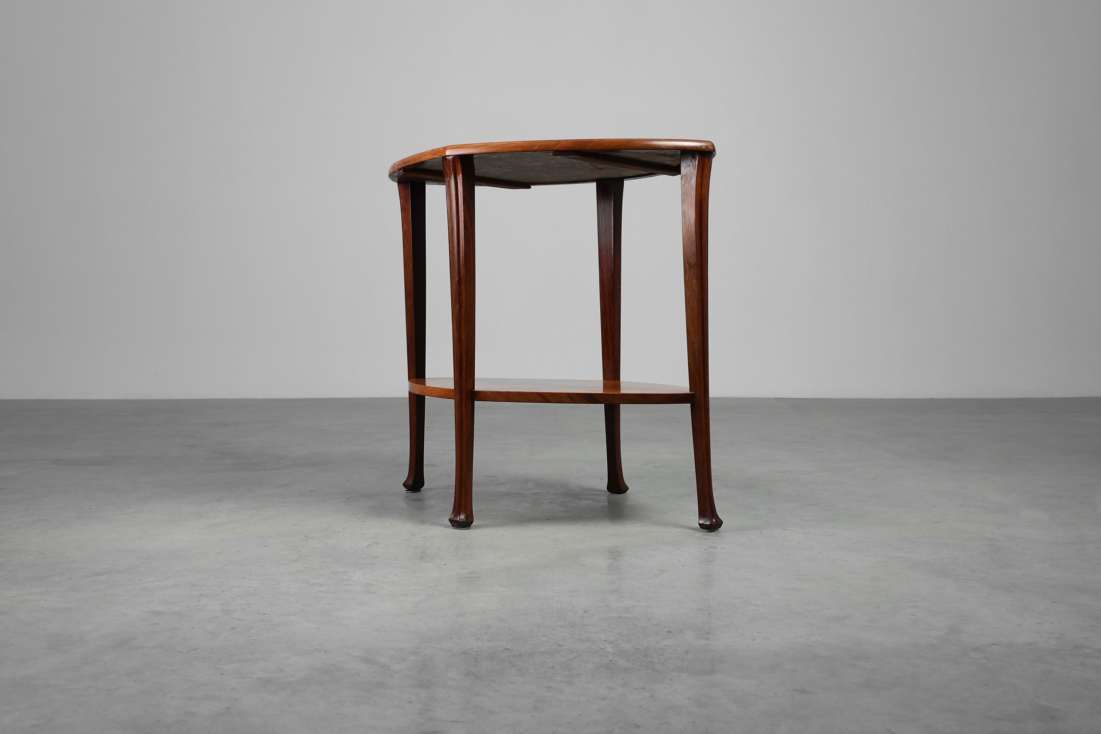 Art Nouveau Side Table in Walnut and Marble, France ca. 1915thumbnail